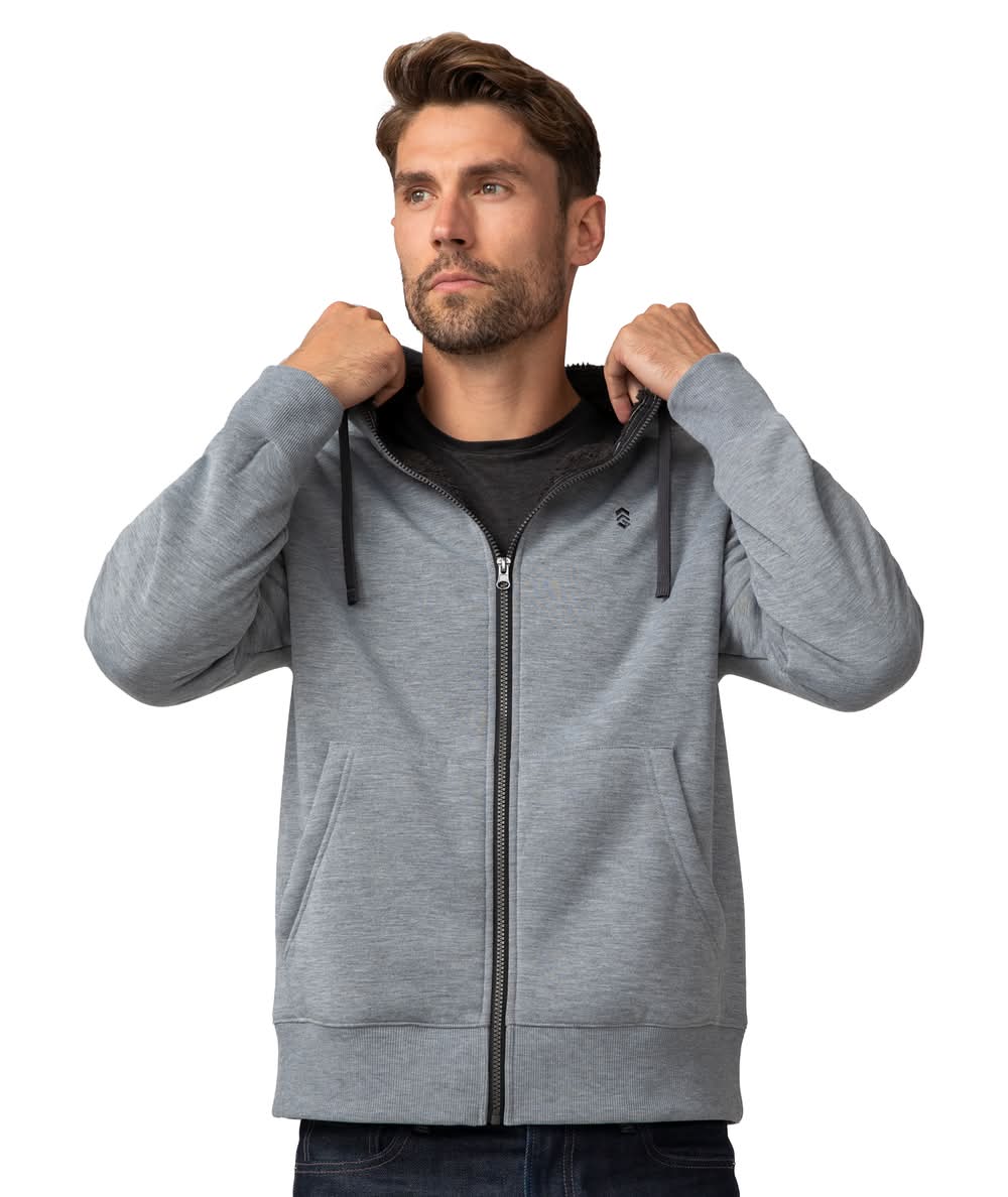 Free Country The Everybody Sherpa Adult unisex Grey Heather Fleece Hooded Work jacket ( L )
