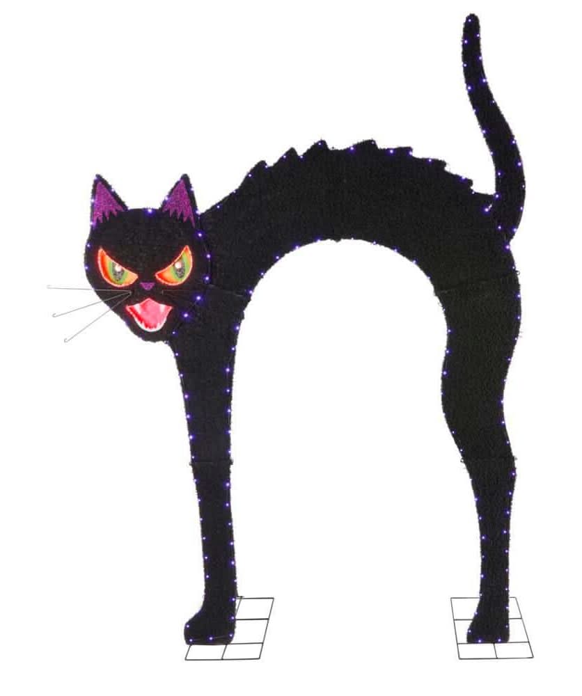 Home Accents Holiday 9.5 Ft. Halloween Classics Giant-Sized Color Changing Led Black Cat Archway H40