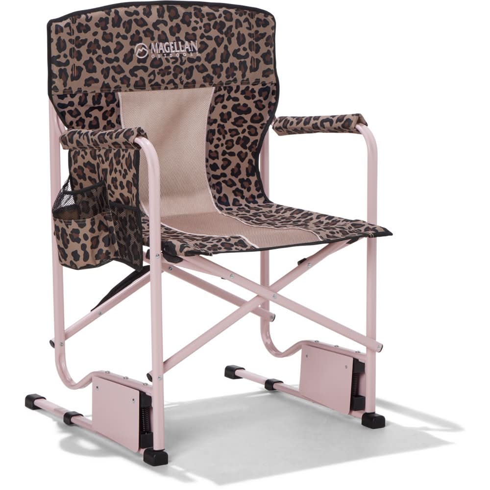 Magellan Outdoors Odyssey Rocker Leopard Chair, Brown Leopard / Pink