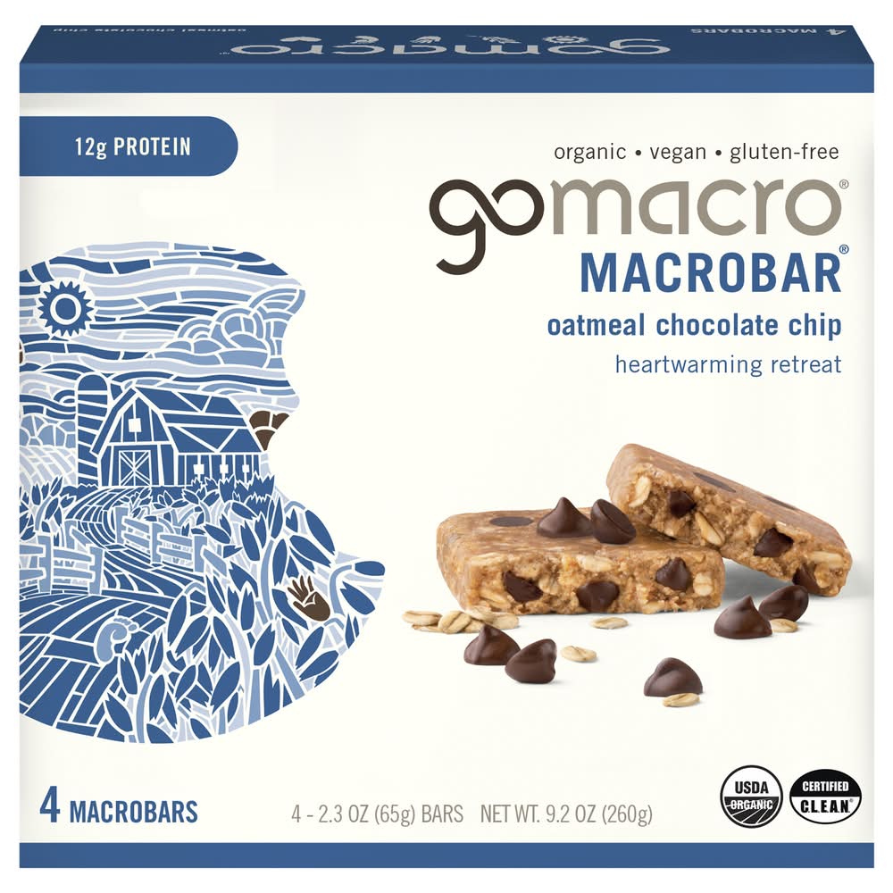 GoMacro Protein Macrobars, Oatmeal Chocolate Chip (4 x 2.3 oz)