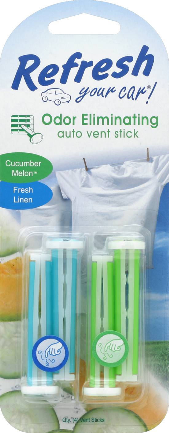 Refresh Your Car! Cucumber Melon Auto Vent Stick (4 ct)