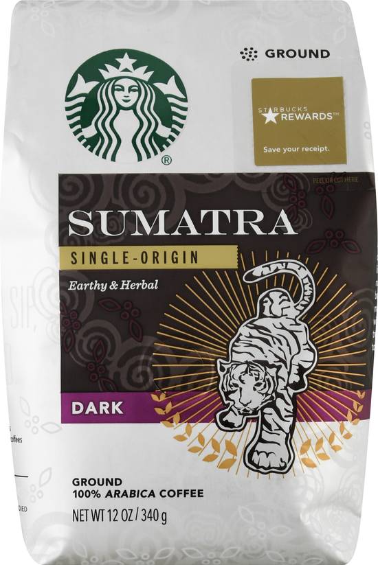 Starbucks Sumatra Single Origin Dark Roast Ground Coffee (12 oz)