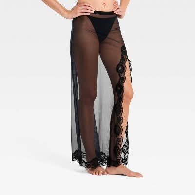 Women's Mesh & Lace Lingerie Slip Skirt - Auden™ Black XL