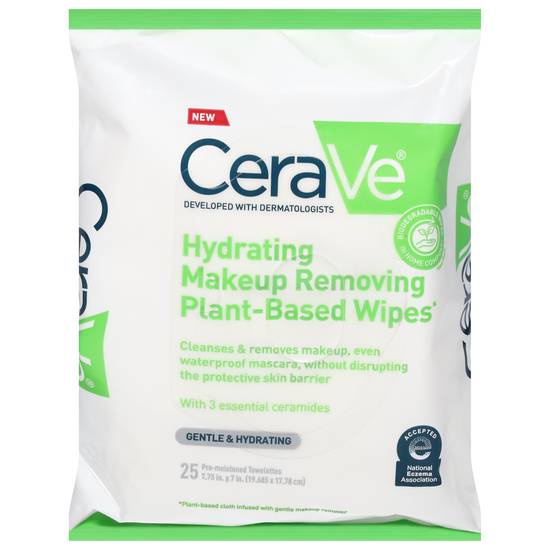 Cerave Hydrating Makeup Removing Plant-Based Wipes (25 ct)