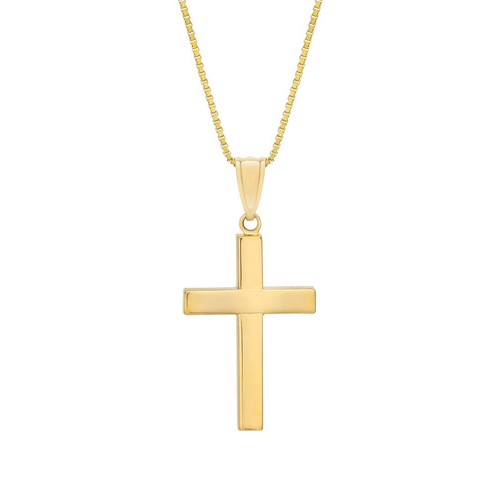 14kt Gold High Polish Cross Pendant, Yellow Gold 18"