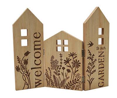 "Welcome To Our Garden" Folding House Wood Tabletop Decor