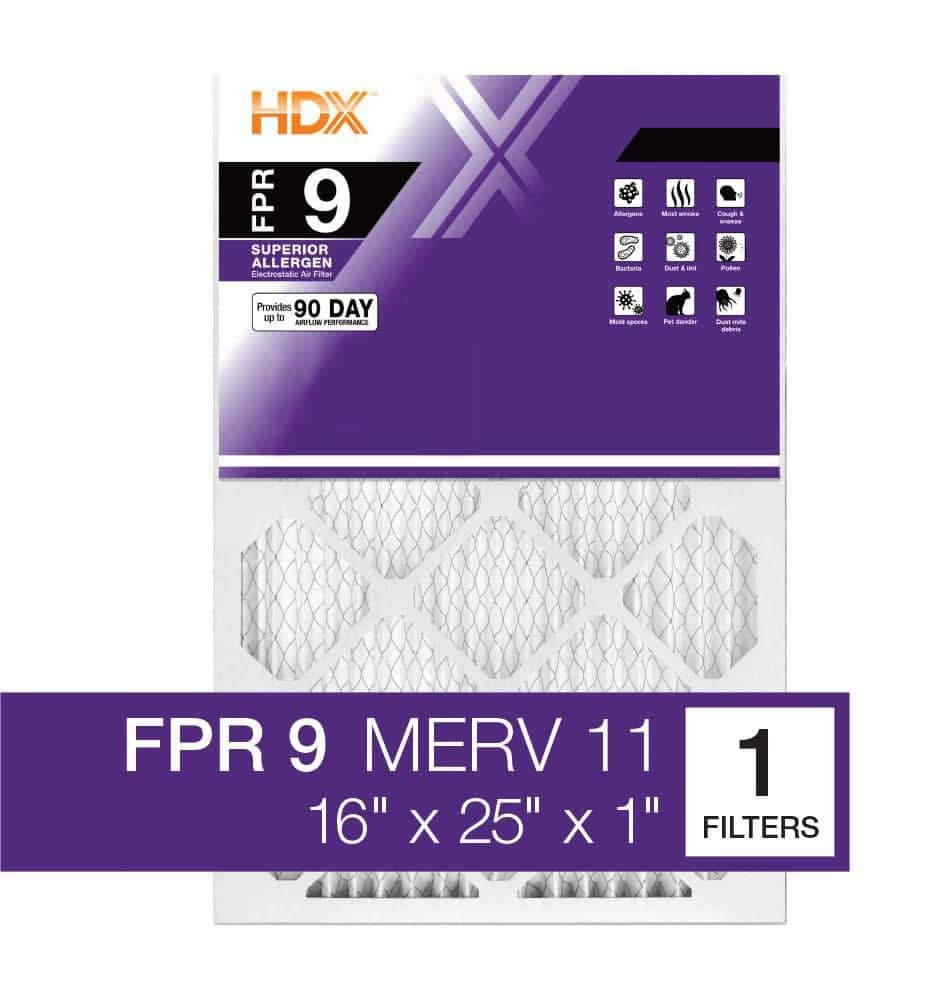 Hdx 16 In. X 25 In. X 1 In. Superior Pleated Air Filter Fpr 9, Merv 11