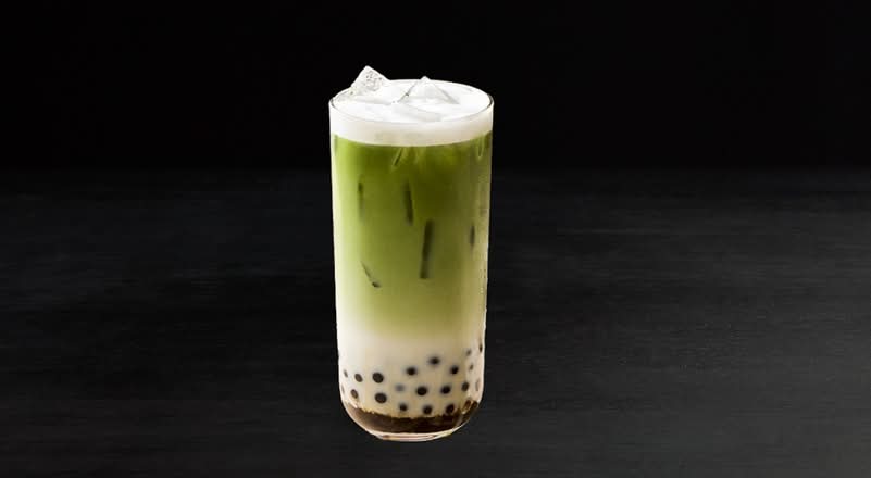 Iced Matcha Latte with Popping Pearls