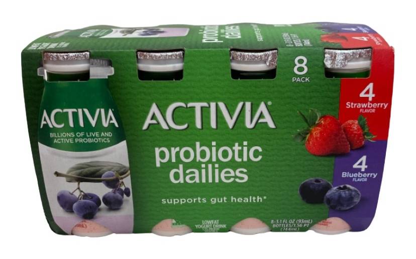 Activia Probiotic Dailies Yogurt Drink, Strawberry & Blueberry (8 x 3.1 fl oz)
