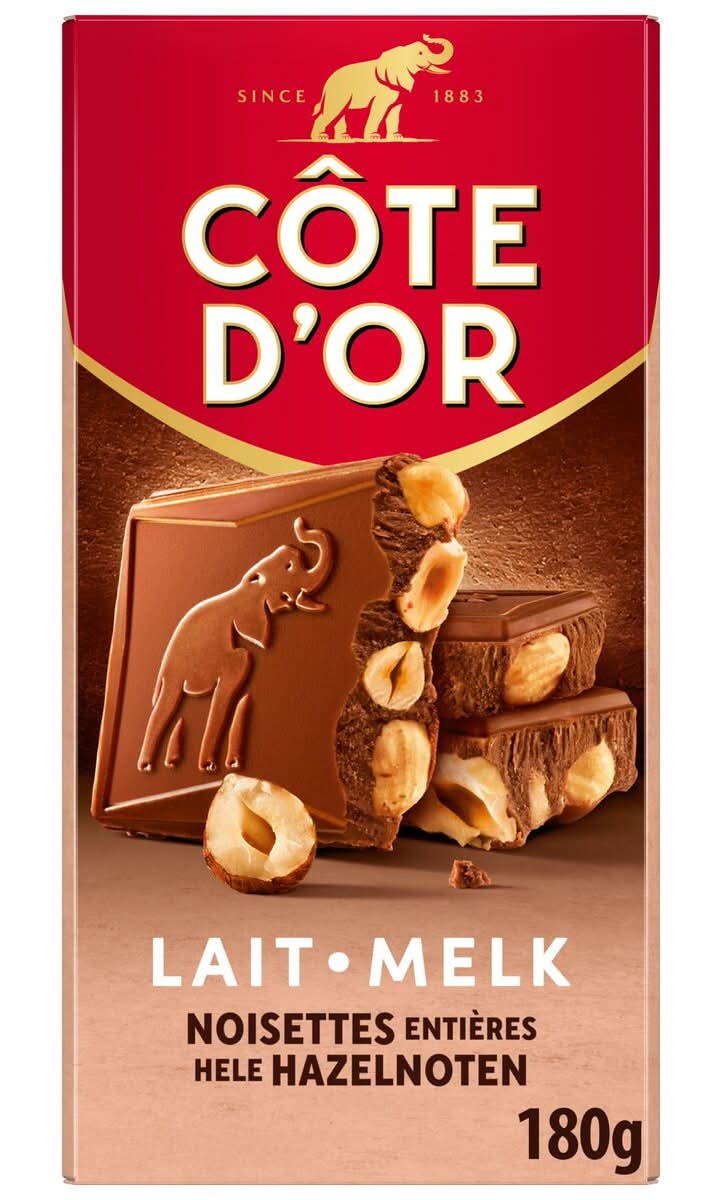 Côte d''Or Tablette Chocolat au Lait Noisettes Entières 180g