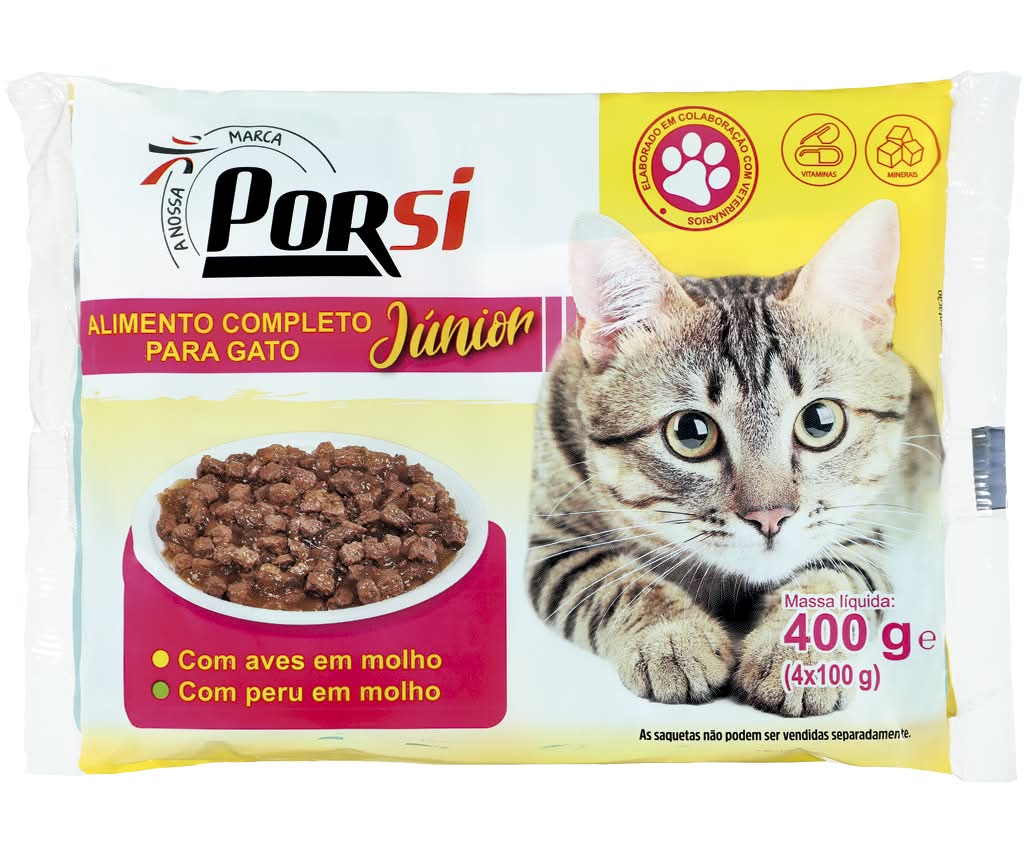 PorSi - Comida Húmida para Gato Júnior 4 x 100g