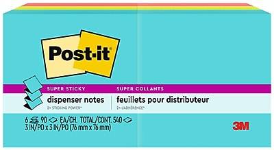 Post-It Super Sticky Pop-Up Notes, 3 In. X 3 In., Miami Collection, 6 Pads/Pack