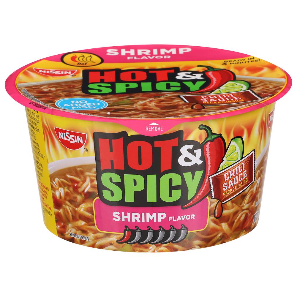 Nissin Hot & Spicy Ramen Noodle Soup, Shrimp (3.27 oz)