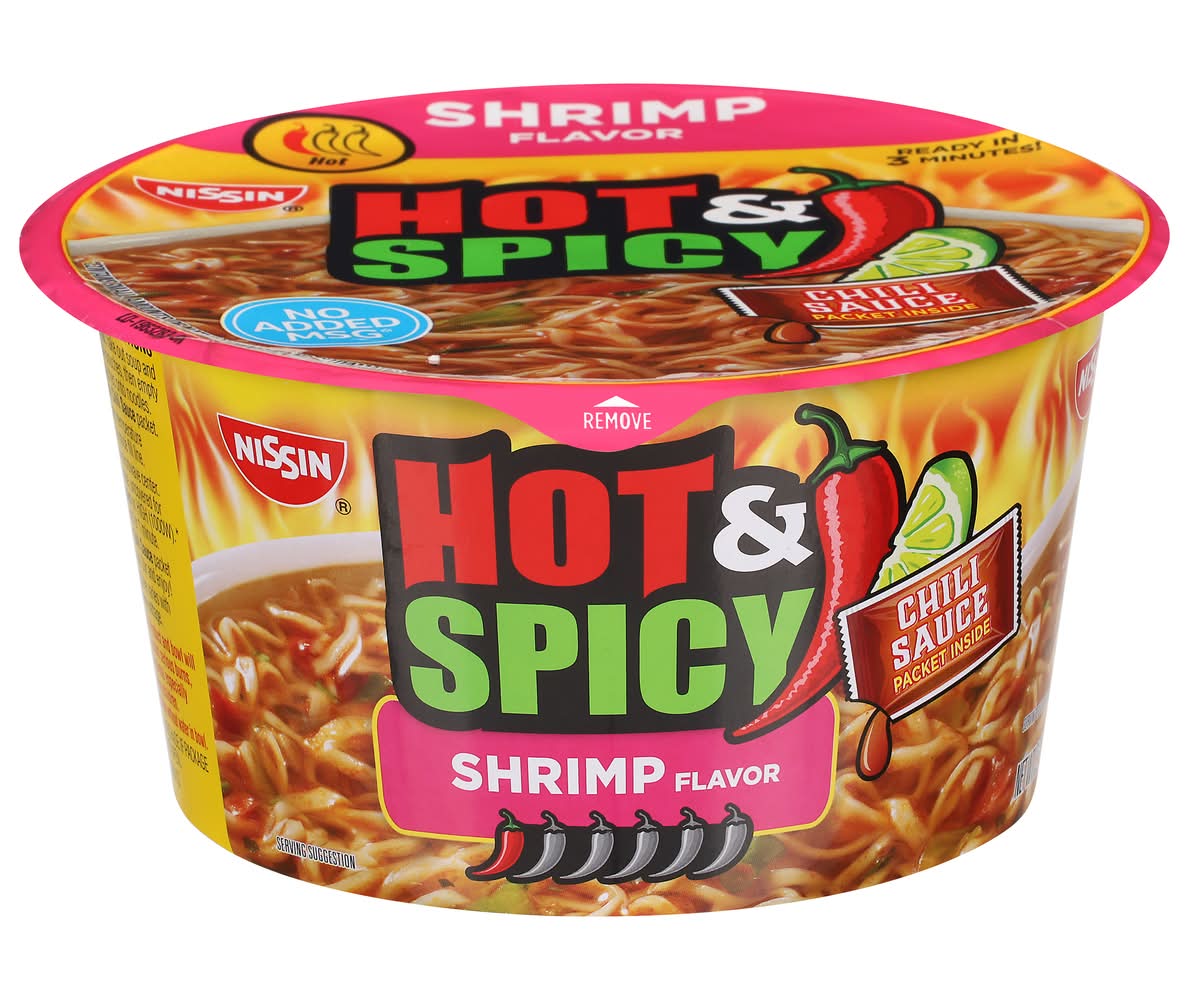 Nissin Hot & Spicy Ramen Noodle Soup, Shrimp (3.27 oz)