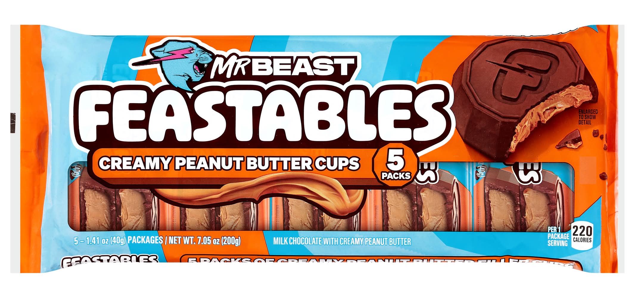 Feastables Milk Chocolate Multipack, Peanut Butter Cups (7.05 oz, 5 ct)