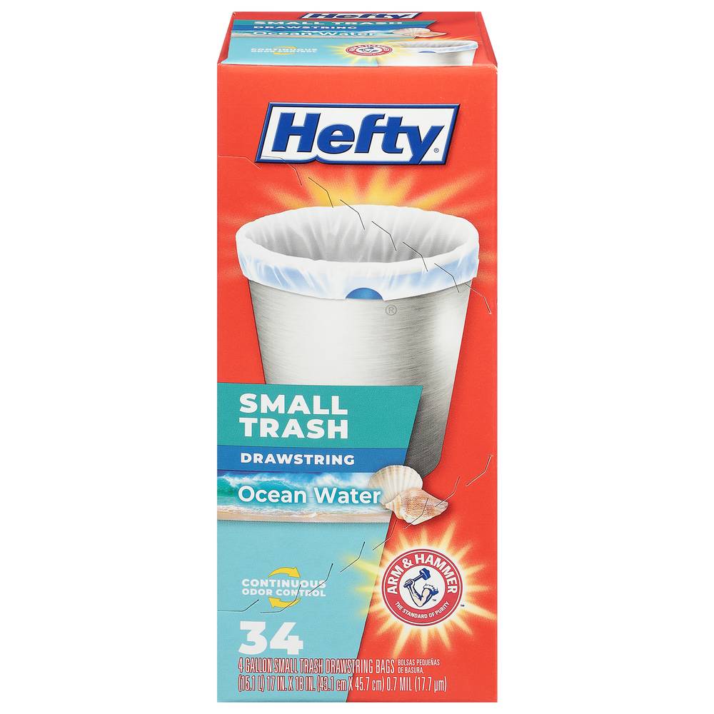 Hefty Small Trash Drawstring Ocean Water Trash Bags (34 ct)