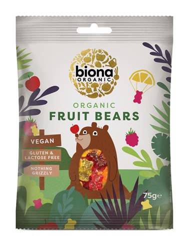 Gomas fruta vegan bio sem glúten em forma de ursinhos