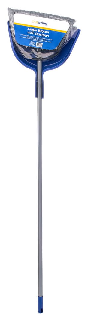 TrueLiving Angle Broom With Dustpan, Blue
