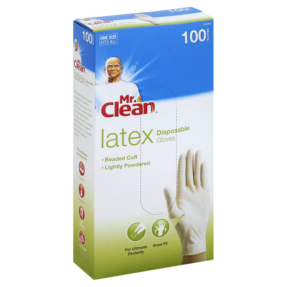 Mr. Clean Latex Disposable One Size Gloves (100 ct)