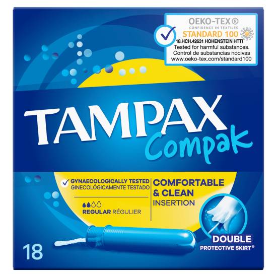 Tampax Compak Regular Tampons With Applicator (18 pack)