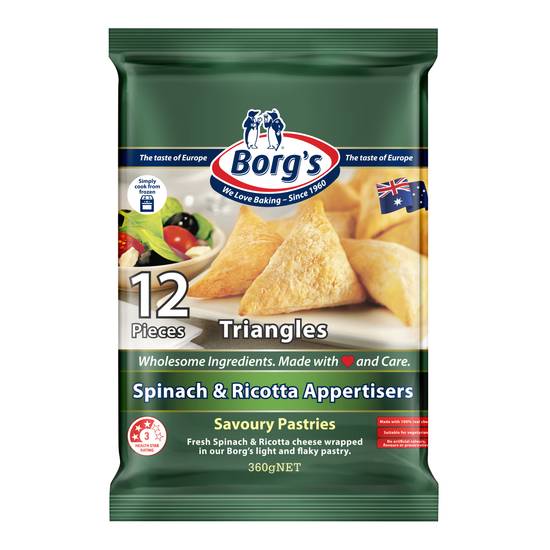 Borg's Triangles Spinach & Ricotta Appetisers
