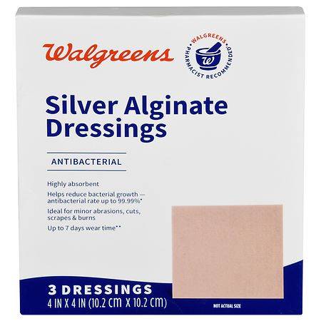 Walgreens Antibacterial Silver Calcium Alginate 4x4 Inch Dressing (3 ct)