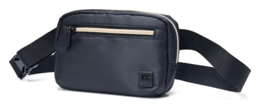 Kenneth Cole Women's Sophie Silky Nylon Belt Bag, 8-1/2"H x 5-1/4"W x 1-15/16"D, Black