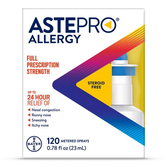 Astepro 24HR Steroid Free Allergy Relief Spray, Azelastine HCl, 120 Metered Sprays