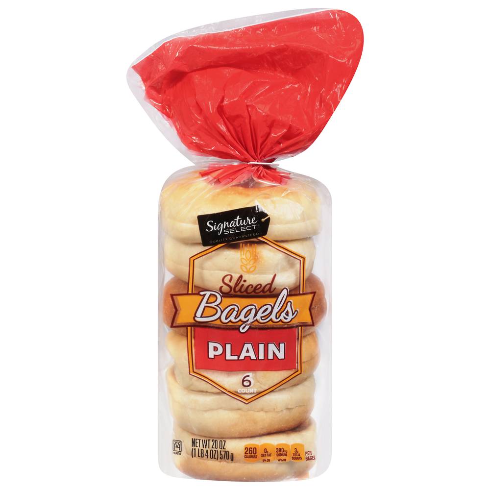 Signature Select Sliced Plain Bagels (20 oz, 6 ct)