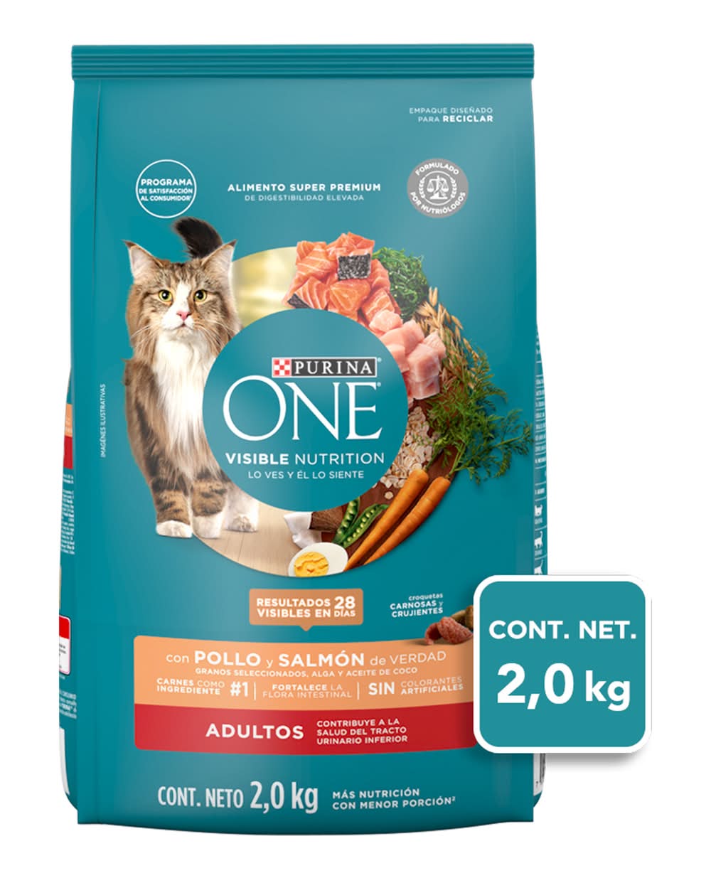 Purina One · Visible nutrition alimento seco para gatos, pollo-salmón, Adulto (2 kg)