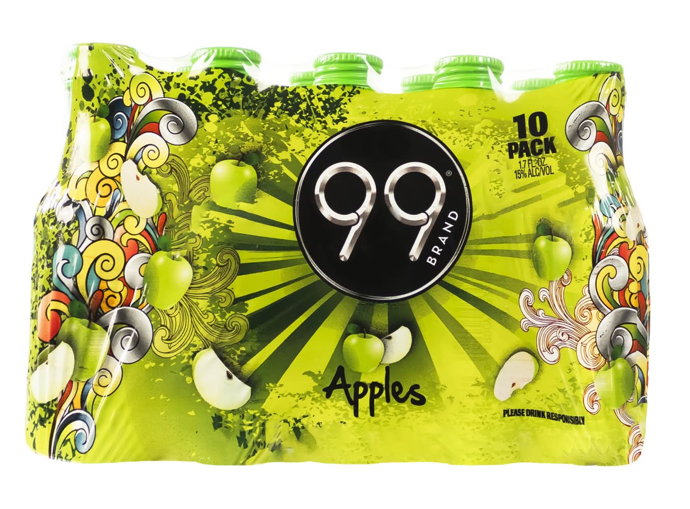 99 Brand Fruit Flavored Liqueur, Apple (10 x 1.7 fl oz)