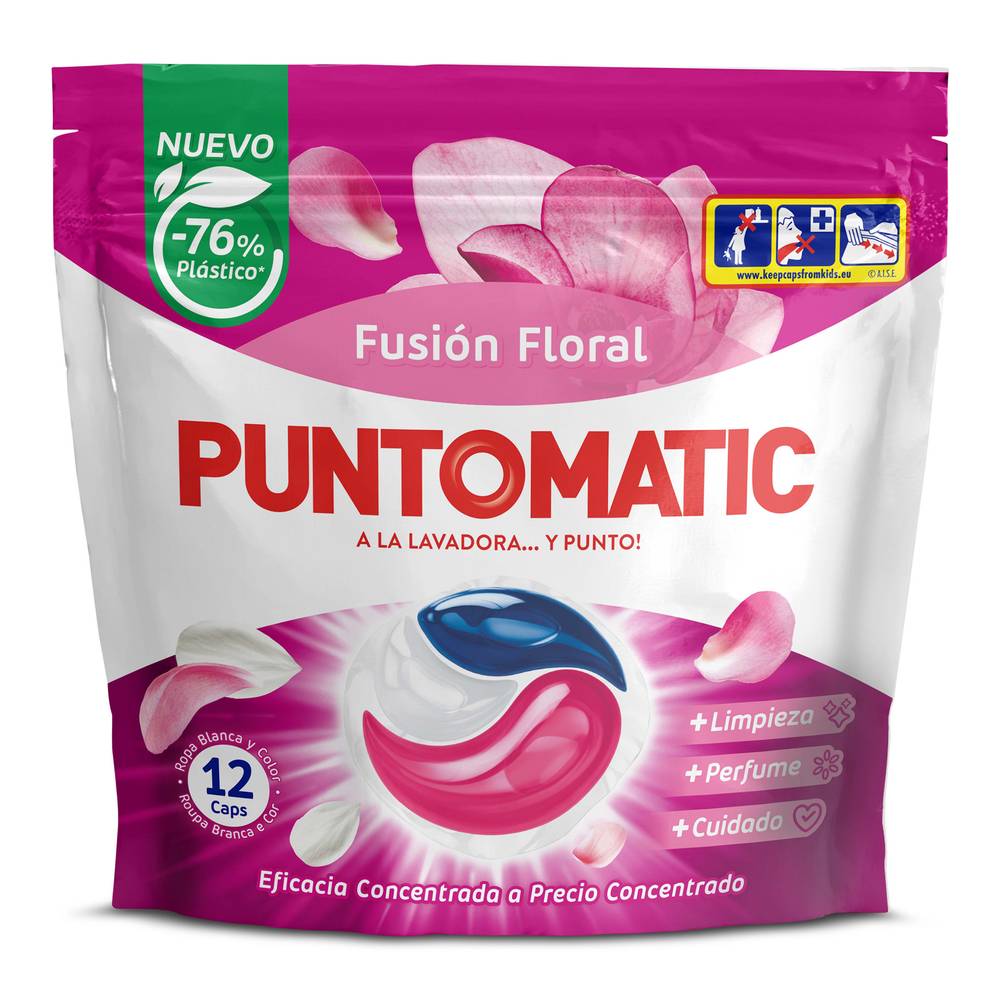 Detergente Máquina Fusión Floral Puntomatic Bolsa 12 Lavados