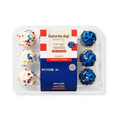 Patriotic Vanilla Mini Cupcakes - 10oz/12ct - Favorite Day™