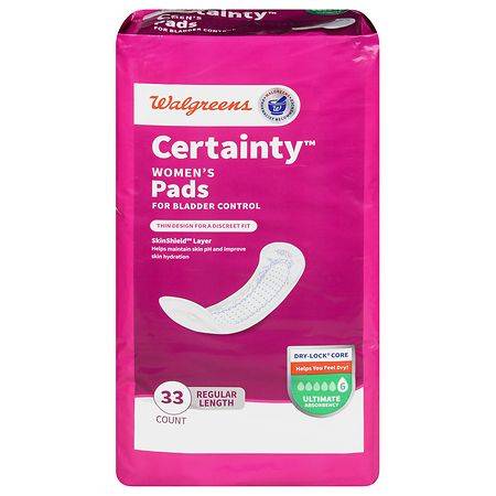 Walgreens Certainty Ultimate Absorbency Incontinence Pads, Regular Length