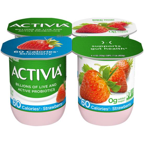 Activia Nonfat Strawberry Probiotic Yogurt (4 ct)
