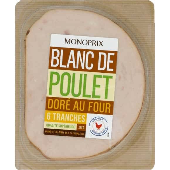 Monoprix Blanc De Poulet Doré Au Four La Barquette De 6 Tranches, 240 G