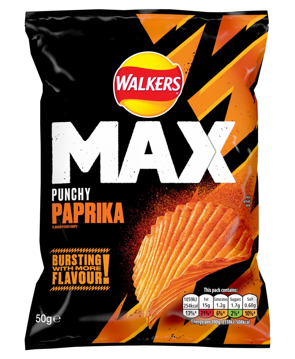 Walkers Paprika, Max Punchy Potato Crisps (50g)