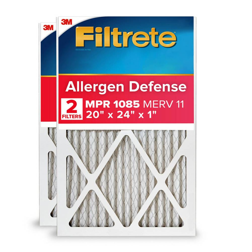 Filtrete 20-in W x 24-in L x 1-in MERV 11 1085 MPR Allergen Defense Extra Electrostatic Pleated Air Filter (2-Pack) | 1226-2PK