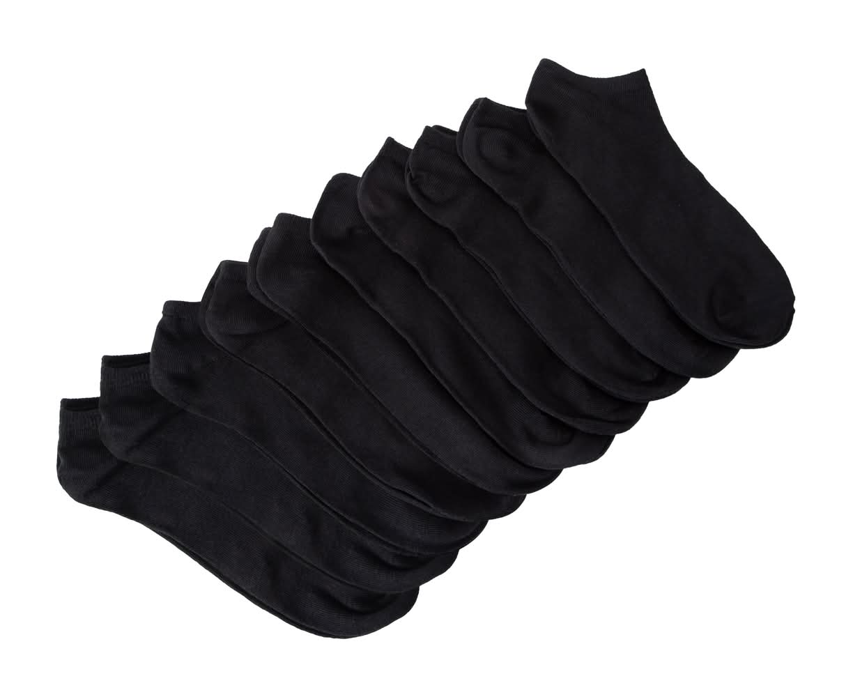 Young Mens Low Cut Socks 10-Pairs Black