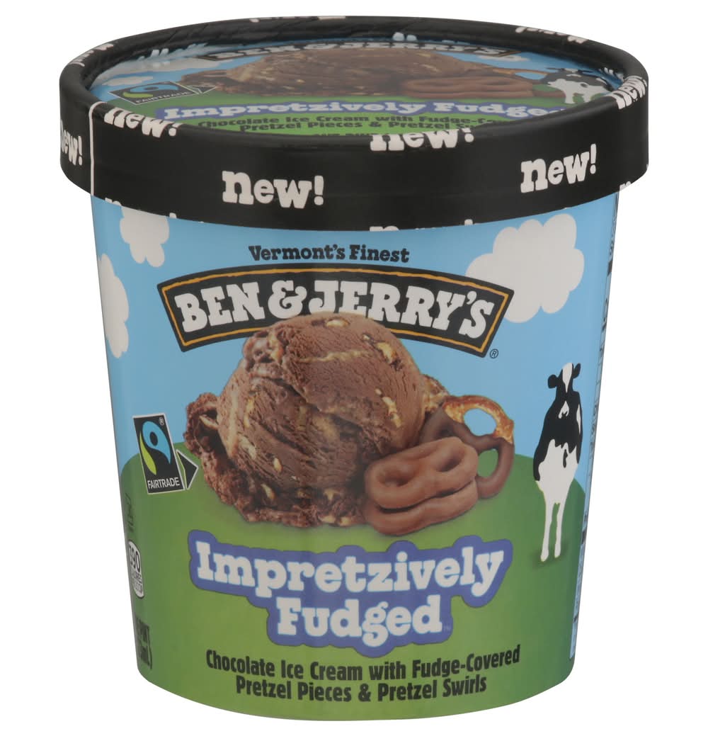 Ben & Jerry's Flavored Ice Cream, Impretzively Fudged (1 pint)