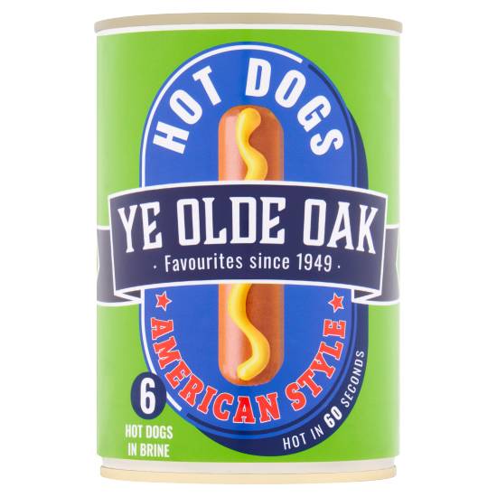 Ye Olde Oak 6 American Style Hot Dogs in Brine 400g