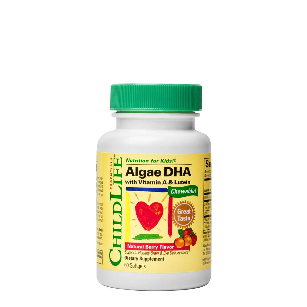 Algae DHA with Vitamin A & Lutein - Natural Berry - 60 Softgels (30-60 servings)