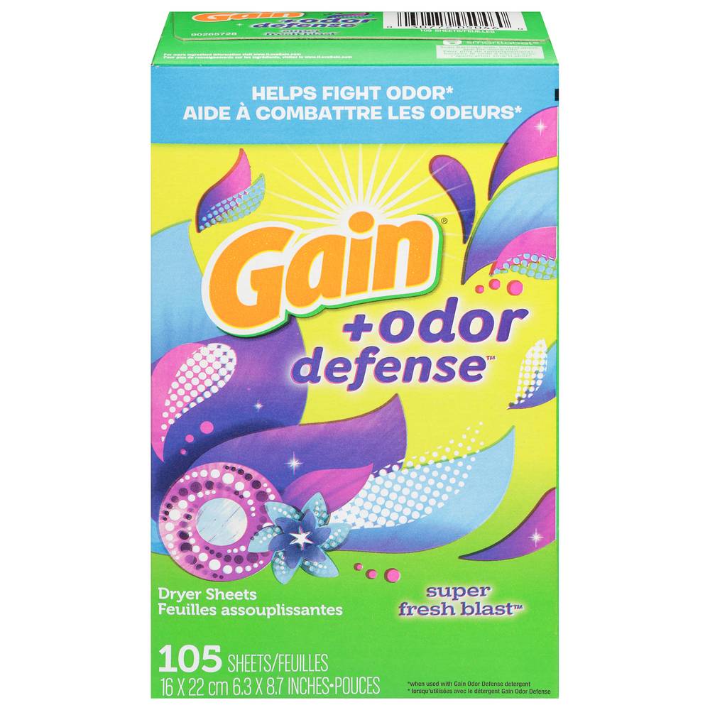 Gain Odor Defense Dryer Scent Fabric Softener Sheets (105 ct)