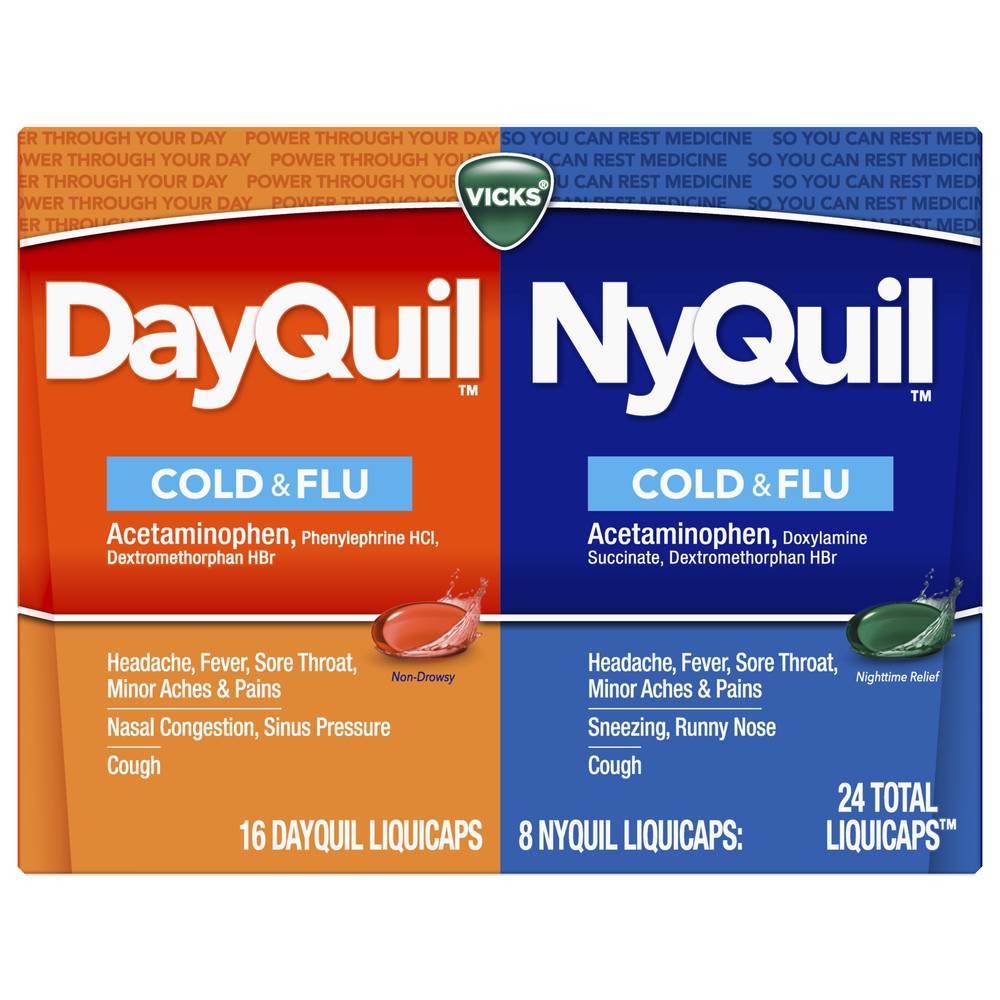 Vicks Dayquil & Nyquil Cough Cold & Flu Relief (2.2 oz, 24 ct)