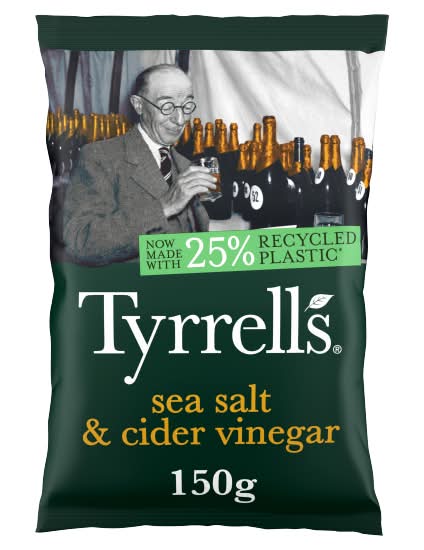 Tyrrells Sea Salt & Cider Vinegar, Hand-Cooked English Potato Crisps (150g)