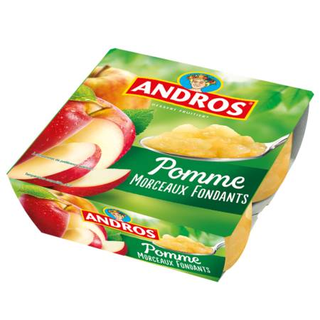 Dessert fruitier pomme avec morceaux  ANDROS - les 4 pots de 100g