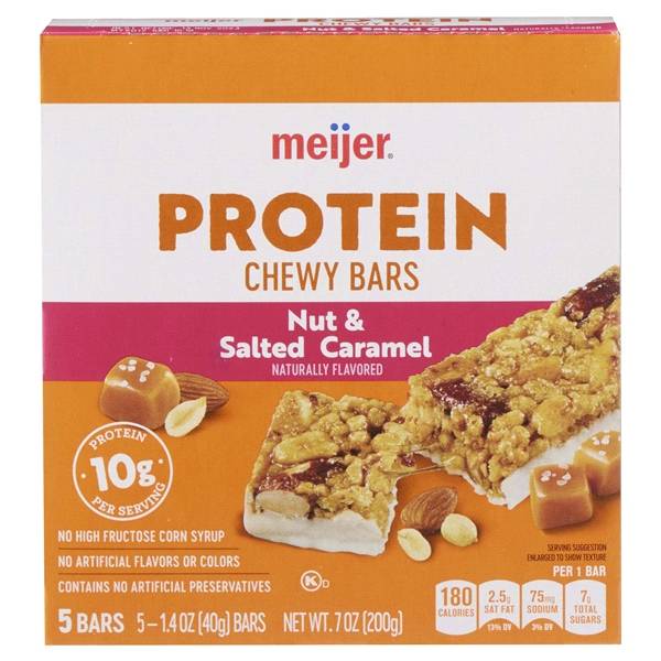 Meijer Chewy Nuts & Salted Caramel Protein Bars, 5 Count (1.4 oz)