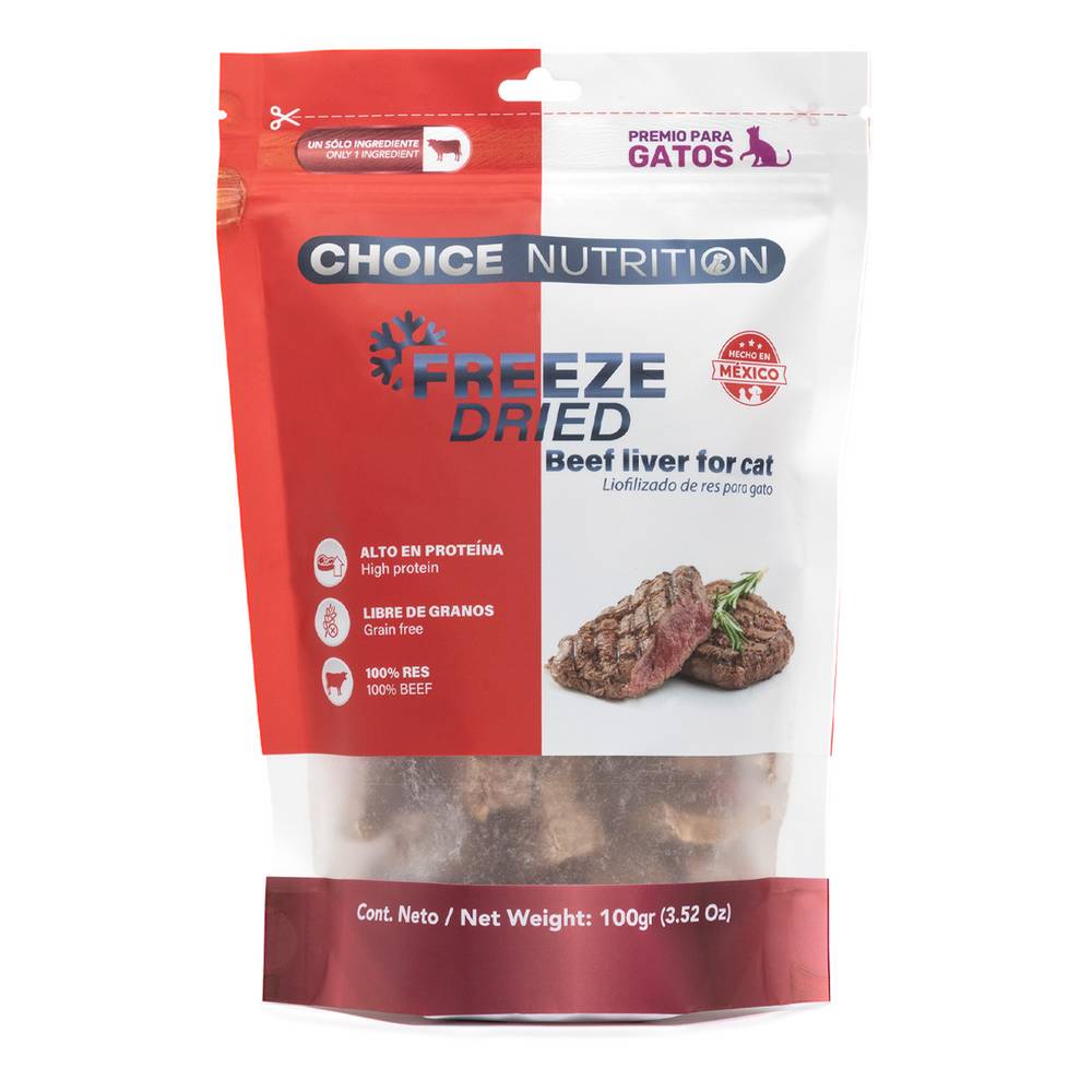 Choice Nutrition · Freeze dried premio liofilizado para gato, hígado de res (100 g)