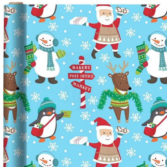 Blue Holiday Characters Gift Wrapping Paper, 18ft x 40in (60 sq ft)