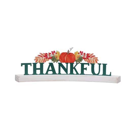 14" Thankful Tabletop Pumpkin Sign By Ashland